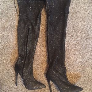 Sparkly mid-thigh boots